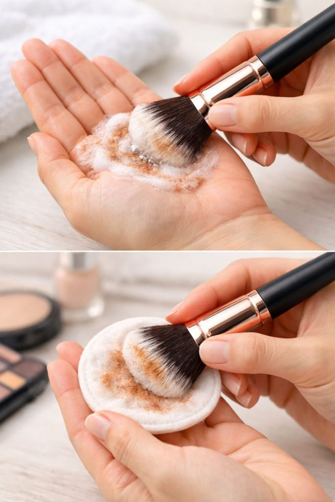 Các bước vệ sinh cọ trang điểm